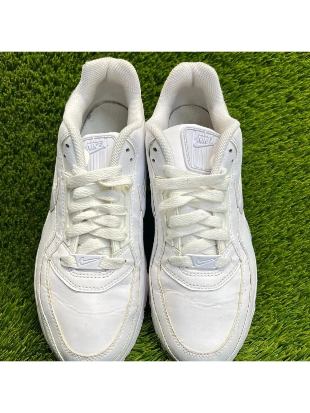 Nike Air Max LTD 3 Mens Size 7.5 Triple White Athletic Leather Shoes Sneakers